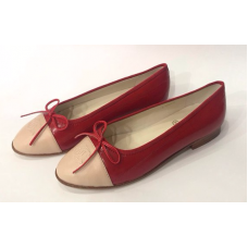 Женские брендовые кожаные балетки Chanel Cruise Low Red/Beige Женские брендовые кожаные балетки Chanel Cruise Low Red/Beige