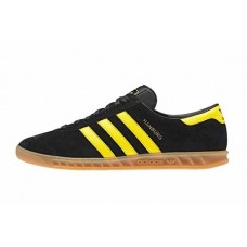 Мужские черные кеды  Adidas Hamburg Black/Yellow Мужские черные кеды  Adidas Hamburg Black/Yellow