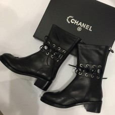 Женские осенние брендовые кожаные сапоги Chanel High Black X Женские осенние брендовые кожаные сапоги Chanel High Black X