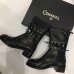 Женские осенние брендовые кожаные сапоги Chanel High Black X