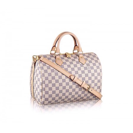 Женская кожаная брендовая сумка Louis Vuitton Speedy White 