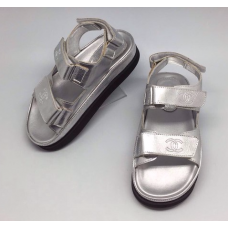 Женские брендовые кожаные сандалии Chanel Cruise Silver Женские брендовые кожаные сандалии Chanel Cruise Silver