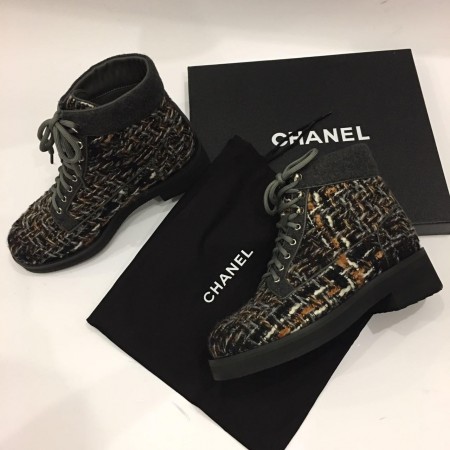 Женские осенние брендовые ботинки Chanel High Broun