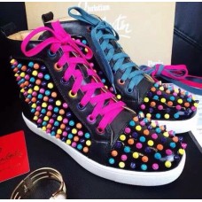 Женские высокие цветные кроссовки Christian Louboutin Pigalle Женские высокие цветные кроссовки Christian Louboutin Pigalle
