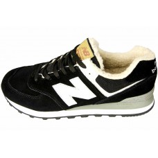Зимние Кроссовки New Balance 574 Black/White с мехом Зимние Кроссовки New Balance 574 Black/White с мехом
