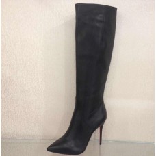 Женские осенние кожаные сапоги Christian Louboutin Pigalle черные