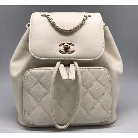 Женский брендовый кожаный рюкзак Chanel белый