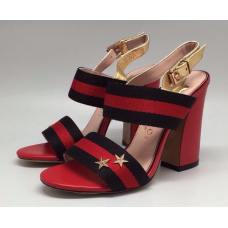 Босоножки Gucci черно-красные на высоком каблуке Босоножки Gucci черно-красные на высоком каблуке