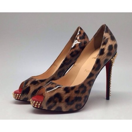 Женские летние кожаные туфли Christian Louboutin леопард