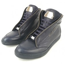 Зимние высокие мужские кеды Philipp Plein Blue с мехом