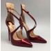 Женские кожаные лаковые туфли Christian Louboutin Pigalle бордовые на высоком каблуке