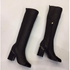 Женские осенние брендовые кожаные сапоги Chanel Black Cruise High Женские осенние брендовые кожаные сапоги Chanel Black Cruise High