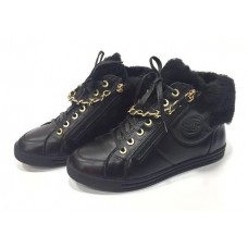 Зимние женские кроссовки Chanel Black с мехом Зимние женские кроссовки Chanel Black с мехом