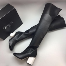 Женские осенние брендовые кожаные ботфорты Chanel Cruise Black Женские осенние брендовые кожаные ботфорты Chanel Cruise Black
