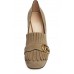 Женские замшевые туфли Gucci Marmont бежевые с пряжкой