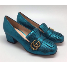 Женские кожаные летние туфли Gucci Marmont с пряжкой Женские кожаные летние туфли Gucci Marmont с пряжкой