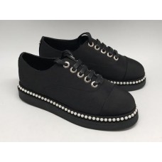 Женские черные эспадрильи Chanel Cruise Black c отделкой из жемчуга Женские черные эспадрильи Chanel Cruise Black c отделкой из жемчуга