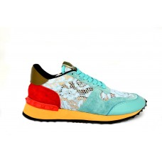 Женские летние кроссовки Valentino Garavani Rockstud голубые