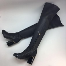Женские осенние брендовые кожаные ботфорты Chanel Black High Женские осенние брендовые кожаные ботфорты Chanel Black High