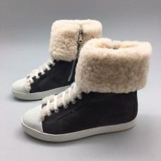 Зимние Кеды Prada BlackWhite С МЕХОМ