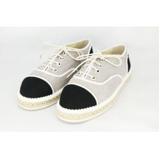 Женские брендовые летние эспадрильи Chanel Cruise Grey/Black Женские брендовые летние эспадрильи Chanel Cruise Grey/Black