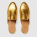 Женские кожаные лоферы Gucci золотые