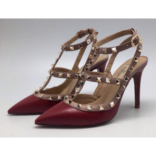 Женские кожаные летние туфли Valentino красные Женские кожаные летние туфли Valentino красные