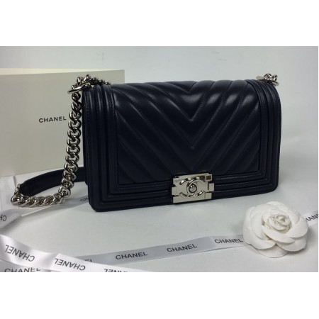 Женская сумка Chanel BlackSilver 25 cm