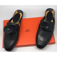 Женские кожаные лоферы Hermes черные