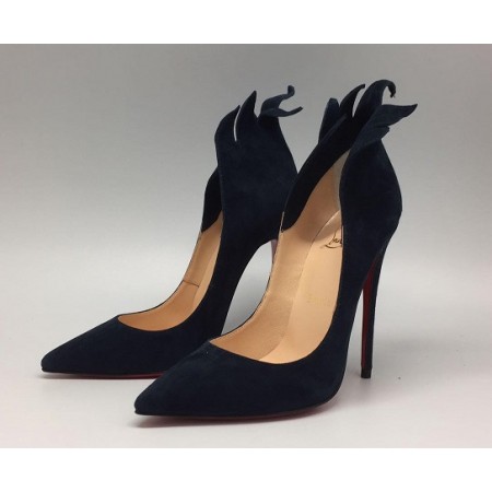 Женские замшевые черные туфли Christian Louboutin 12 см