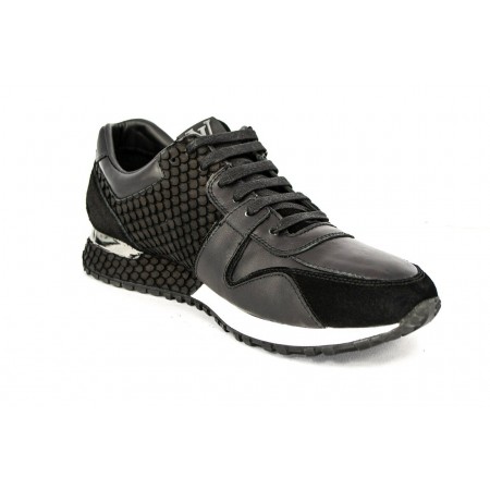 Мужские кожаные кроссовки Louis Vuitton Run Away Sneakers Black