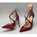 Женские кожаные лаковые туфли Christian Louboutin Pigalle бордовые на высоком каблуке