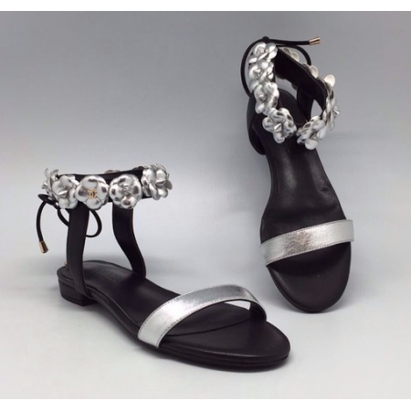 Женские брендовые сандалии Chanel Cruise Black/Silver