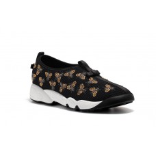 Женские летние кроссовки Christian Dior Low черные с вышивкой Женские летние кроссовки Christian Dior Low черные с вышивкой