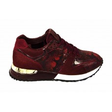 Женские кожаные красные брендовые кроссовки Louis Vuitton Run Away Женские кожаные красные брендовые кроссовки Louis Vuitton Run Away