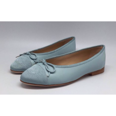 Женские кожаные брендовые балетки Chanel Light Blue Женские кожаные брендовые балетки Chanel Light Blue