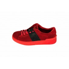 Женские замшевые кроссовки Valentino Garavani Rockstud красные Женские замшевые кроссовки Valentino Garavani Rockstud красные