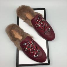 Лоферы Gucci Bordo с мехом