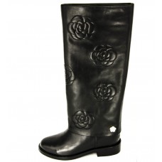 Женские осенние кожаные высокие сапоги Chanel Cruise High Black Женские осенние кожаные высокие сапоги Chanel Cruise High Black