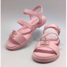 Женские брендовые кожаные сандалии Chanel Cruise Low Pink Женские брендовые кожаные сандалии Chanel Cruise Low Pink