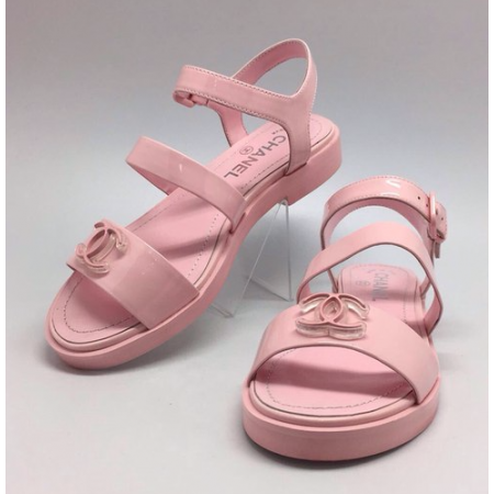 Женские брендовые кожаные сандалии Chanel Cruise Low Pink
