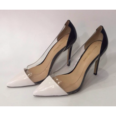 Женские кожаные лакированные туфли Gianvito Rossi Plexi белые с черным Женские кожаные лакированные туфли Gianvito Rossi Plexi белые с черным