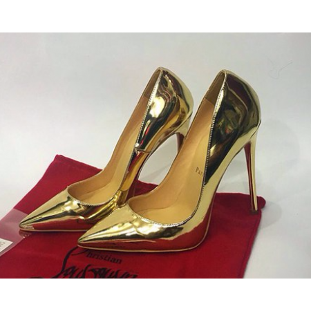 Женские лакированные туфли Christian Louboutin Gold