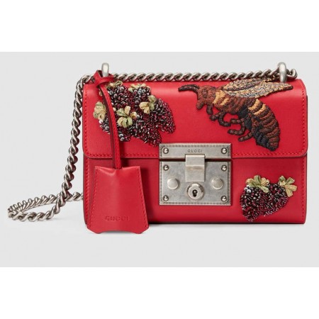 Женская кожаная сумка Gucci красная на цепочке