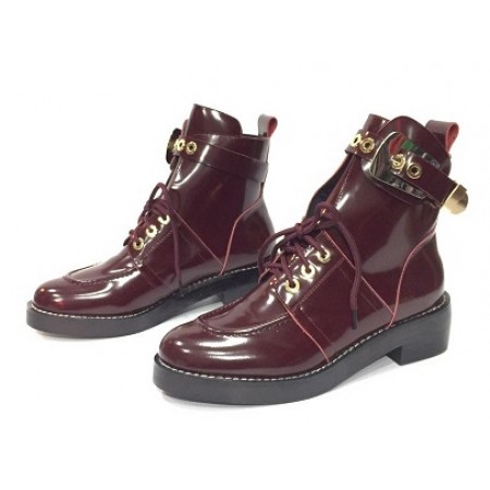 Женские осенние кожаные ботинки Balenciaga Leather Bordo