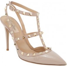 Женские кожаные лакированные туфли Valentino Garavani Rockstud бежевые Женские кожаные лакированные туфли Valentino Garavani Rockstud бежевые