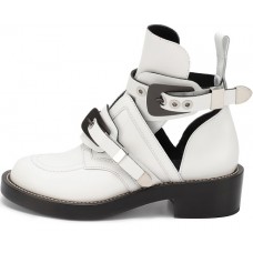 Женские летние лаковые ботинки Balenciaga белые с застежками  Женские летние лаковые ботинки Balenciaga белые с застежками