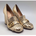 Женские летние кожаные туфли Gucci Marmont золотые с пряжкой