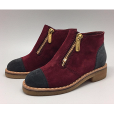 Женские осенние брендовые замшевые ботинки Chanel Cruise Red Женские осенние брендовые замшевые ботинки Chanel Cruise Red