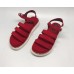 Женские летние сандалии Chanel Cruise красные с белыми бусинами